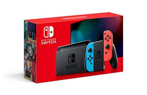 Nintendo Switch with Neon Blue and Neon Red JoyCon Video Game Console