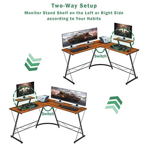 L-Shaped Desk, Computer or Office Desk with Large Monitor Stand