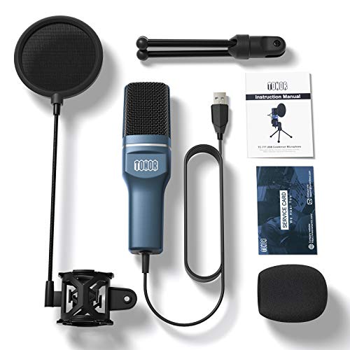 USB Gaming Microphone, TONOR Computer Condenser PC Mic with Tripod Stand & Pop Filter for Streaming, Podcasting, Vocal Recording, Compatible with iMac PC Laptop Desktop Windows Computer