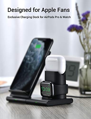 Seneo Wireless Charger, 3 in 1 Wireless Charging Station for Apple Watch, AirPods Pro and AirPods 2, Detachable and Magnetic Wireless Charging Stand for iPhone 11 Pro Max/X/XS/XR/8Plus