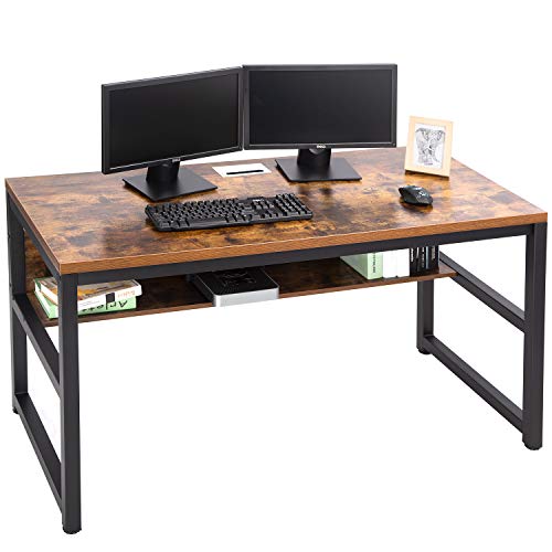 Computer Desk with Bookshelf and Metal Desk