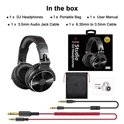 Adapter-Free Over-Ear DJ Stereo Monitor Headphones, Professional Studio Monitor & Mixing