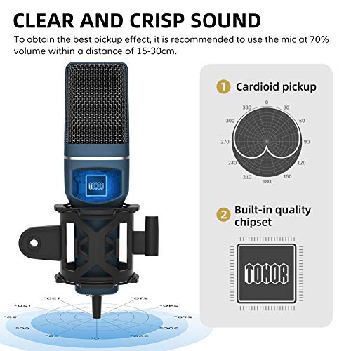 USB Gaming Microphone, TONOR Computer Condenser PC Mic with Tripod Stand & Pop Filter for Streaming, Podcasting, Vocal Recording, Compatible with iMac PC Laptop Desktop Windows Computer