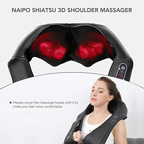 Portable Back and Neck Massager with Heat Deep Kneading Massage for Neck, Back, Shoulder, Foot and Legs - Use at Home, Car, Office