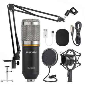 Condenser Microphone Bundle with Adjustable Mic Suspension Scissor Arm for Podcasting and Studio Recording