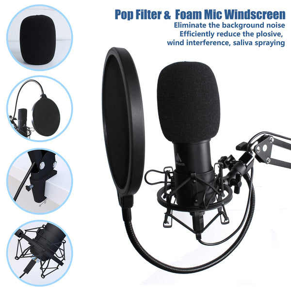 USB Microphone Kit With Condenser Microphone for Podcasting, PC, Karaoke, YouTube, Gaming and Recording