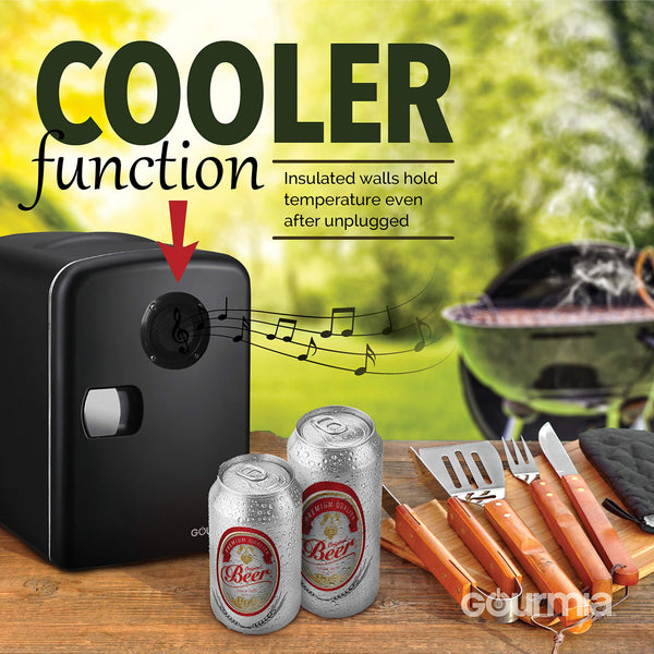 Gourmia Compact & Portable Thermoelectric Mini Fridge Cooler and Warmer with Bluetooth Speaker